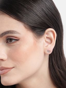 Carlton London - 925 Sterling Silver Rhodium Plated Bow Mini Stud Earrings