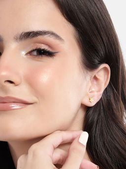 Carlton London - 925 Sterling Silver 18Kt Gold Plated Petite Star Stud Earrings