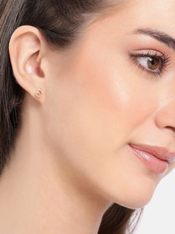 Carlton London - 925 Sterling Silver Rose Gold Plated Cz Petite Stud Earrings