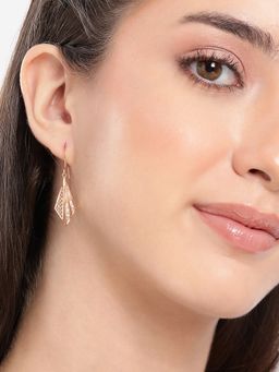 Carlton London - 925 Sterling Silver Rose Gold Plated Cz Triangular Drop Earrings