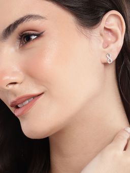 Carlton London - 925 Sterling Silver Rhodium Plated Cz Infinity Petite Stud Earrings