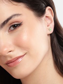Carlton London - 925 Sterling Silver Rhodium Plated Enamel Tortoise Stud Earrings