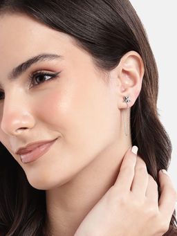 Carlton London - 925 Sterling Silver Rhodium Plated Star Drop Earrings