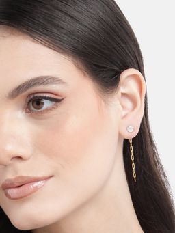 Carlton London - 925 Sterling Silver 18Kt Gold Plated Cz Dangling Drop Earrings