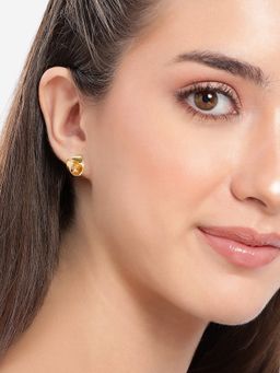 Carlton London - 925 Sterling Silver 18Kt Gold Plated Petite Stud Earrings