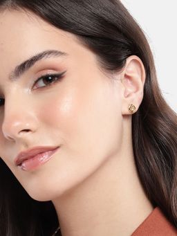 Carlton London - 925 Sterling Silver 18Kt Gold Plated Cz Mini Stud Earrings