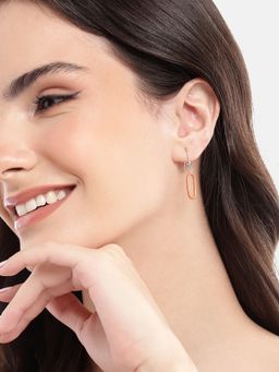 Carlton London - 925 Sterling Silver Rhodium Plated Enamel Oval Drop Earrings