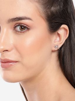 Carlton London - 925 Sterling Silver Rhodium Plated Bow Mini Stud Earrings