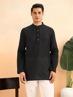 Fabindia - Black Cotton Chikankari Short Kurta