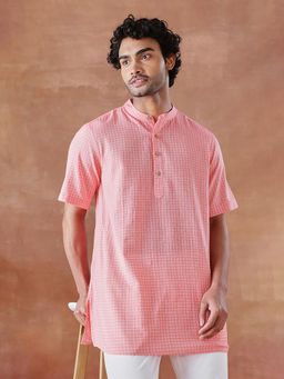 Fabindia - Pink Cotton Dobby Short Kurta