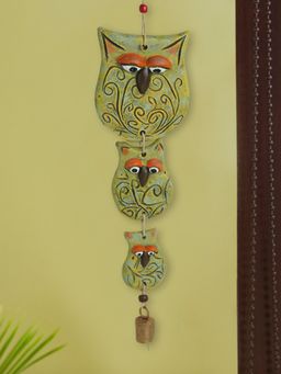 ExclusiveLane - 'The Owl MÃ©nage' Handmade & Hand-Painted Garden Decorative Wall Hanging In Terracotta