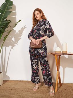 SEPHANI - Women Cotton Co-Ord Set Black (Set of 2)