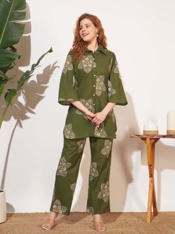 SEPHANI - Women Cotton Co-Ord Set Green