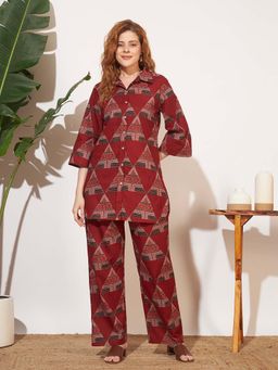 SEPHANI - Women Cotton Co-Ord Set Brown