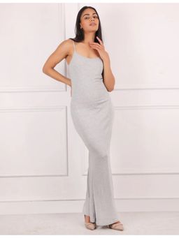 Shop The Edit - Woman Grey In Built Shapewear Maxi Slip Dress