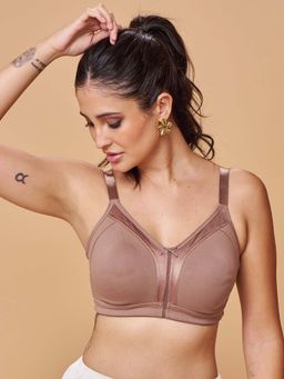 MAROON - Seamless Non-Padded Non-Wired Full Coverage M-Frame Support Everyday Bra Brown