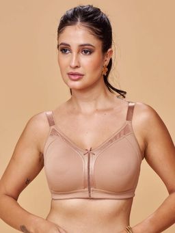 MAROON - Seamless Non-Padded Non-Wired Full Coverage M-Frame Support Everyday Bra Beige