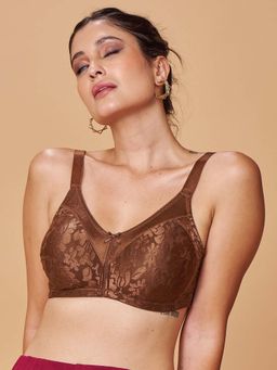 MAROON - Seamless Non-Padded Non-Wired Full Coverage Minimizer Bra Brown