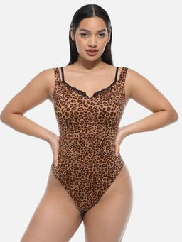 Shop The Edit - Leopard Print Waist And Abdomen Shaping Bodysuit