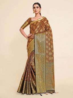 Mimosa - Women'S Kanjivaram Art Silk Saree With Unstiched Blouse