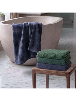 Athom Living - Waffle & Terry Solid Bath Towels - Multi-Color (Pack of 4) (L)