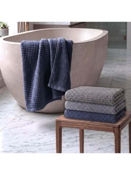 Athom Living - Waffle & Terry Solid Bath Towels - Multi-Color (Pack of 4) (L)