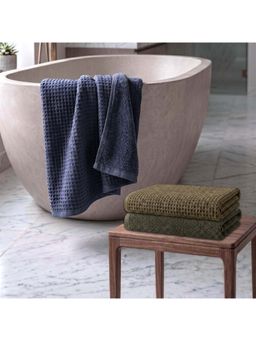 Athom Living - Waffle & Terry Solid Bath Towels - Multi-Color (Pack of 3) (L)