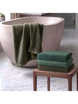 Athom Living - Waffle & Terry Solid Bath Towels - Multi-Color (Pack of 4) (L)