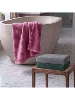 Athom Living - Waffle & Terry Solid Bath Towels - Multi-Color (Pack of 3) (L)