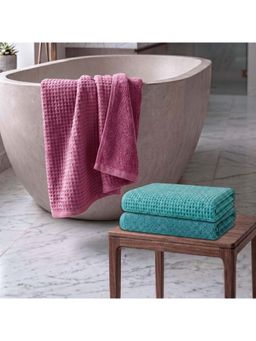 Athom Living - Waffle & Terry Solid Bath Towels - Multi-Color (Pack of 3) (L)