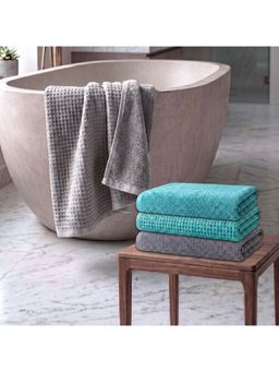 Athom Living - Waffle & Terry Solid Bath Towels - Multi-Color (Pack of 4) (L)