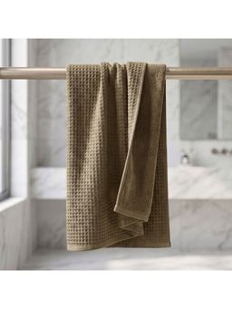 Athom Living - Waffle & Terry Solid Bath Towel - Brown (L)
