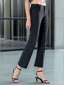 Freehand - Women Bootcut Solid Mid Waist Black Jeans