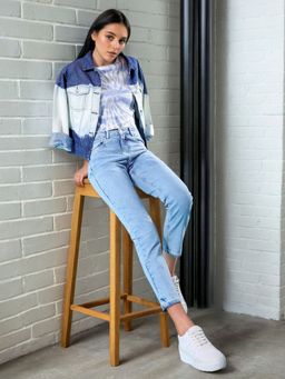Freehand - Women Straight Fit Solid Mid Rise Blue Jeans