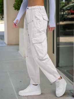 Freehand - Women Relaxed Fit Solid High Rise White Jeans