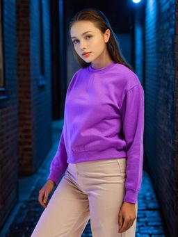 Freehand - Womens Purple Solid Sweatshirt