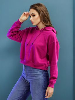 Freehand - Womens Magenta Solid Hoodie