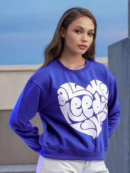 Freehand - Womens Blue Typography Sweatshirt