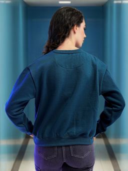 Freehand - Womens Teal Typography Sweatshirt