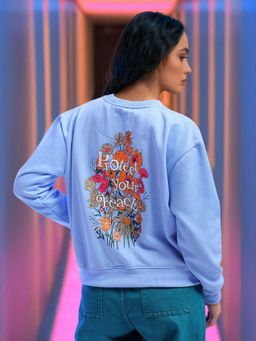 Freehand - Womens Blue Printed Sweatshirt