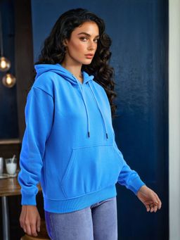 Freehand - Womens Blue Printed Hoodie