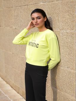 Freehand - Womens Yellow Typography Sweatshirt