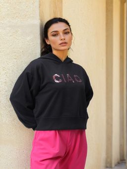 Freehand - Womens Black Embellished Hoodie