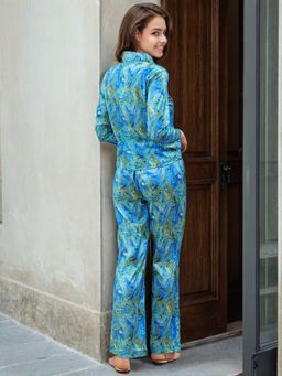 Freehand - Women Bootcut Marble Sleeve Shirt with Pant Co-Ord (Set of 2)