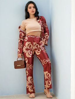 Freehand - Women Bootcut Two Tone Shirt with Trouser Co-Ord (Set of 2)