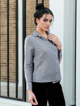 Freehand - Women Blue Regular Fit Solid Button Down Top