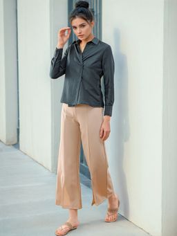 Freehand - Women Green Regular Fit Solid Button Down Top