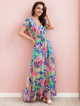 Freehand - Women Flared Tropical Print Dress