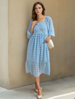 Freehand - Women Blue Self Design Dress