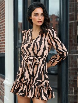 Freehand - Women Animal Print Wrap Around Dress